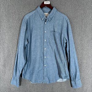 Naked & Famous Japanese Cotton Chambray Button Down Shirt - Men's Size XL - Blue